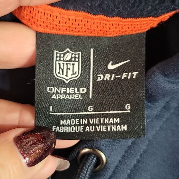 NFL Nike Chicago Bears Navy and Orange Hoodie, Size L - Picture 4 of 6